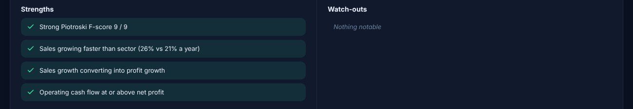 Strengths and watch-outs